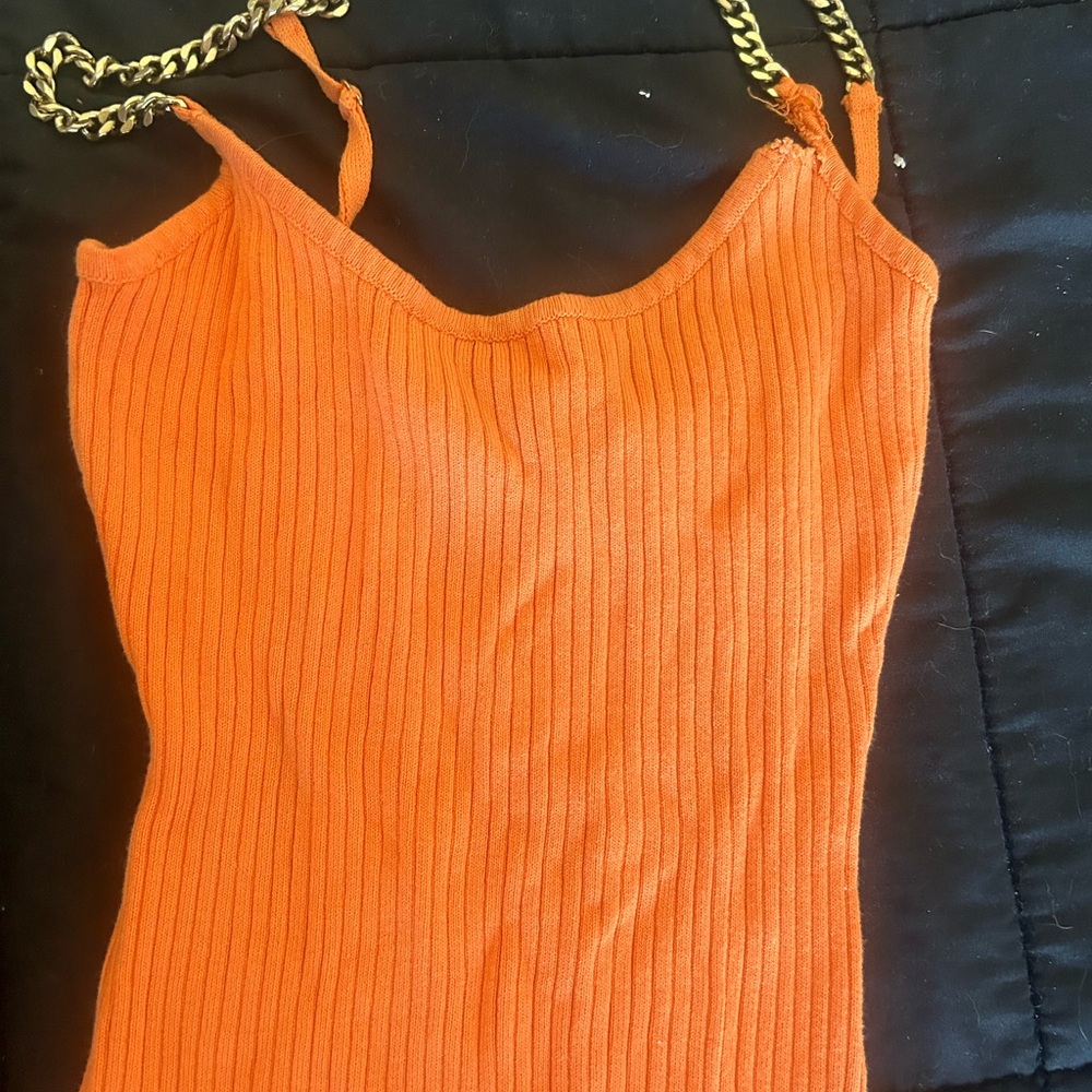 LuxLabel Orange Ribbed Top - Picture 3 of 3